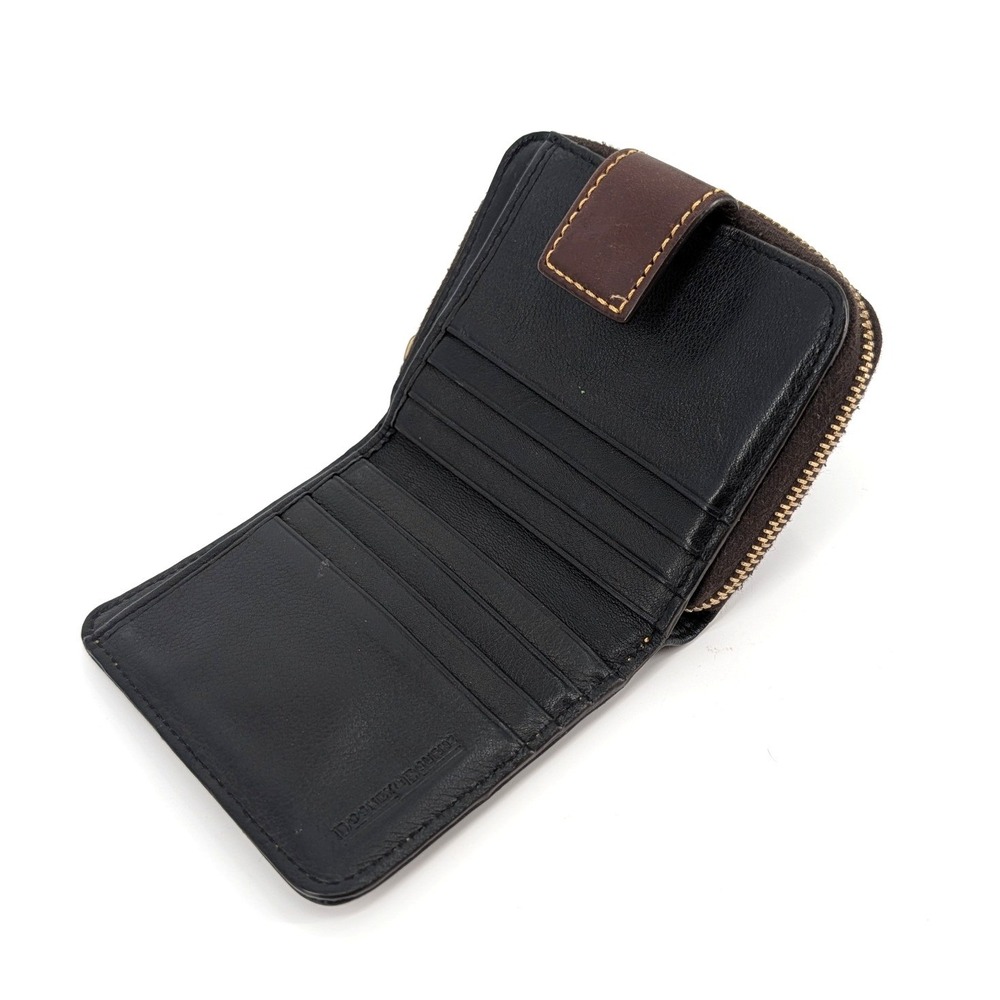 Vintage Dooney Bourke AWL Zip Around Wallet Black Leather‎ Red Interior Duck USA - Picture 4 of 6